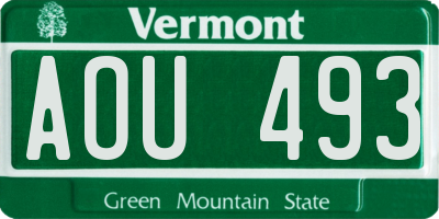 VT license plate AOU493