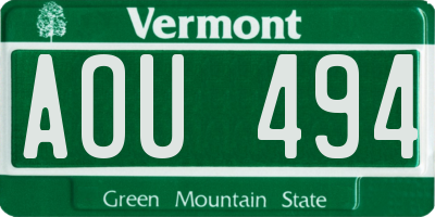 VT license plate AOU494