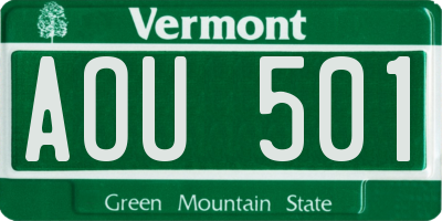 VT license plate AOU501