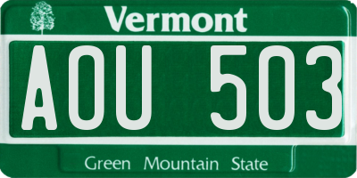 VT license plate AOU503