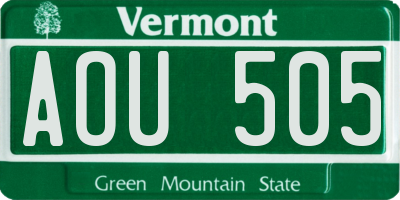 VT license plate AOU505