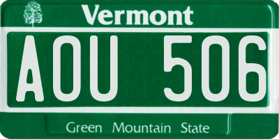 VT license plate AOU506