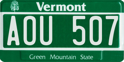 VT license plate AOU507