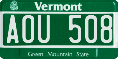 VT license plate AOU508