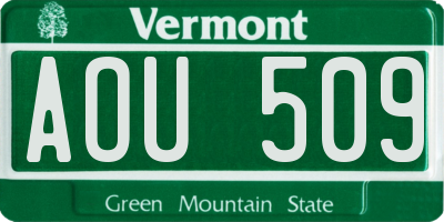 VT license plate AOU509