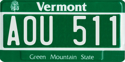 VT license plate AOU511