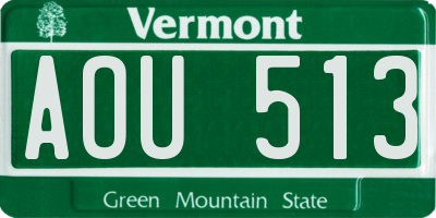 VT license plate AOU513