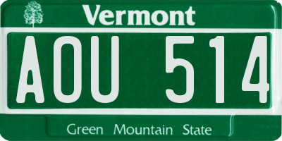 VT license plate AOU514
