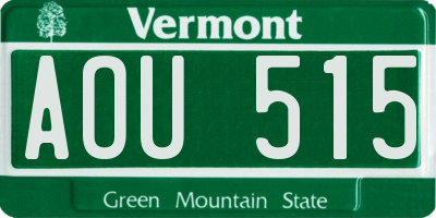 VT license plate AOU515