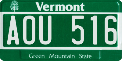 VT license plate AOU516