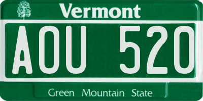 VT license plate AOU520