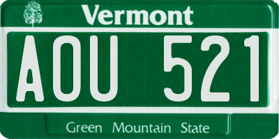 VT license plate AOU521