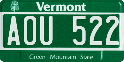 VT license plate AOU522