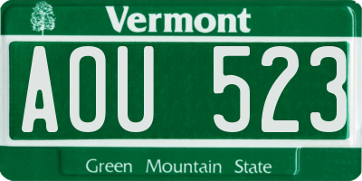VT license plate AOU523