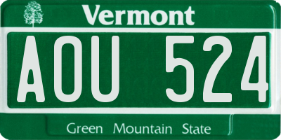 VT license plate AOU524