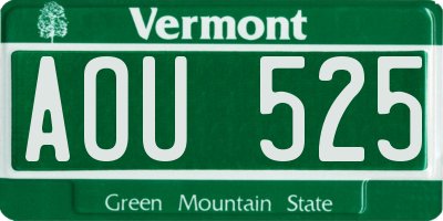 VT license plate AOU525