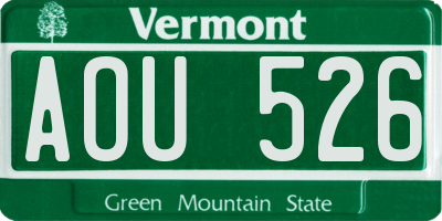 VT license plate AOU526