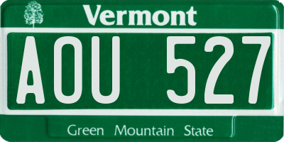 VT license plate AOU527