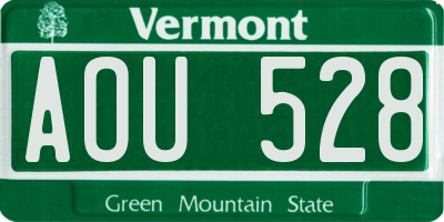 VT license plate AOU528