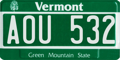 VT license plate AOU532