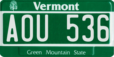 VT license plate AOU536