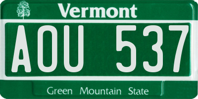 VT license plate AOU537