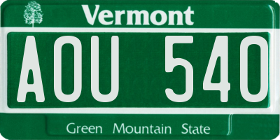 VT license plate AOU540