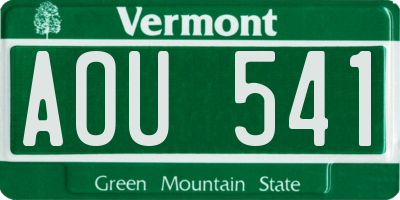 VT license plate AOU541