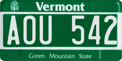 VT license plate AOU542