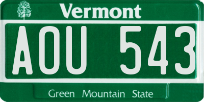 VT license plate AOU543