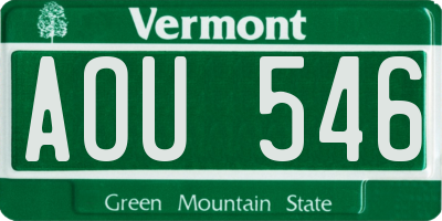 VT license plate AOU546