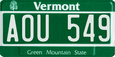 VT license plate AOU549