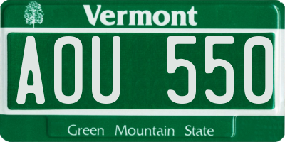 VT license plate AOU550