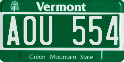 VT license plate AOU554