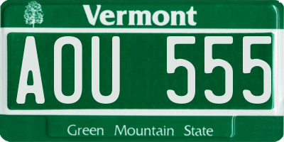 VT license plate AOU555