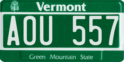 VT license plate AOU557