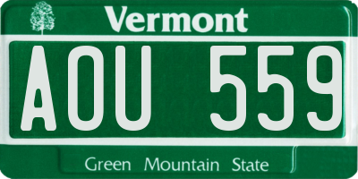 VT license plate AOU559