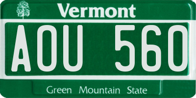VT license plate AOU560