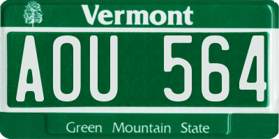 VT license plate AOU564