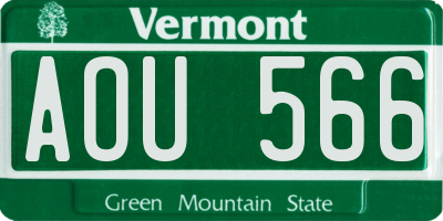 VT license plate AOU566