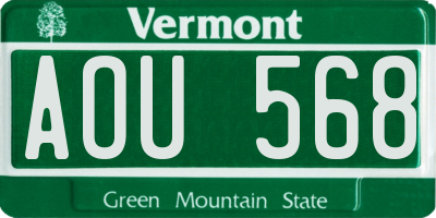 VT license plate AOU568