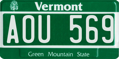 VT license plate AOU569