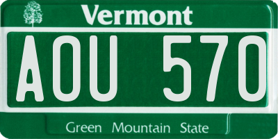 VT license plate AOU570