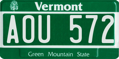 VT license plate AOU572