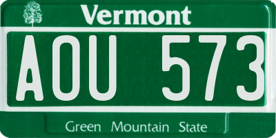 VT license plate AOU573