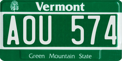 VT license plate AOU574