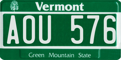 VT license plate AOU576