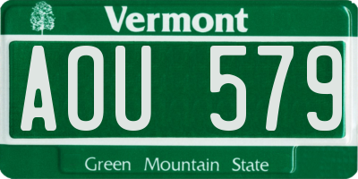 VT license plate AOU579
