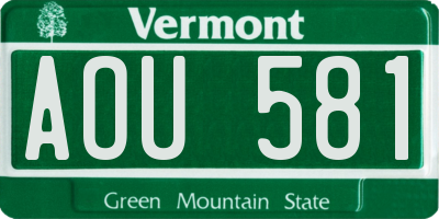 VT license plate AOU581