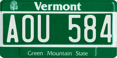 VT license plate AOU584